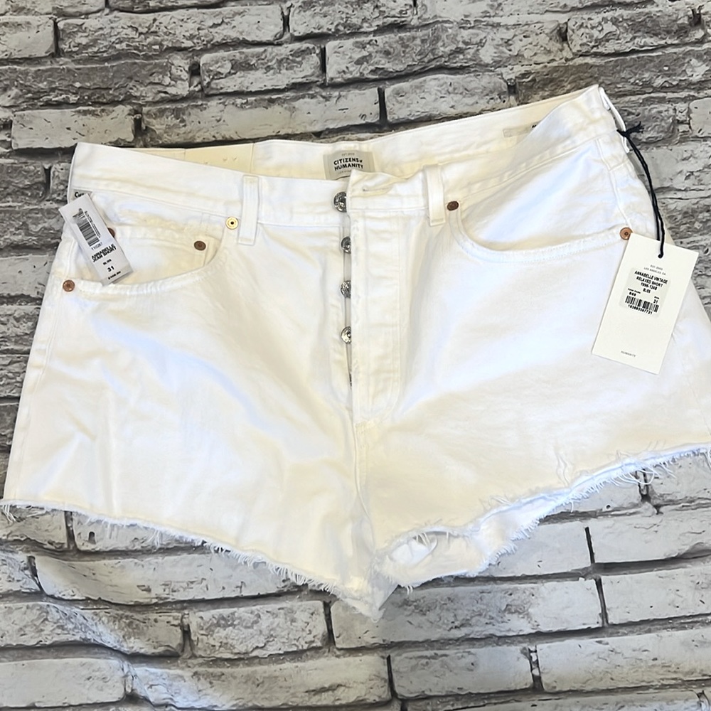 NWT Citizens of Humanity relaxed vintage white jean shorts Annabelle  size 31